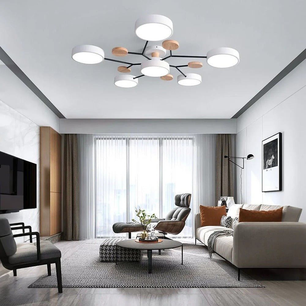 Contemporary Round Iron LED Chandelier | Energy-Efficient. Stylish Lighting for Living Rooms. Dining Areas & Entryways