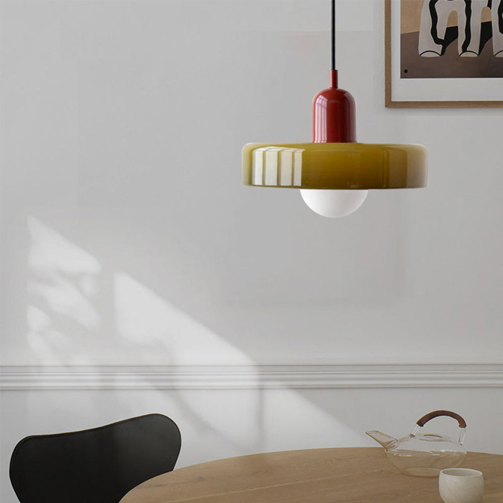 Colored Glass Bauhaus Pendant Light Fixture for Modern Home Decor & Dining Spaces