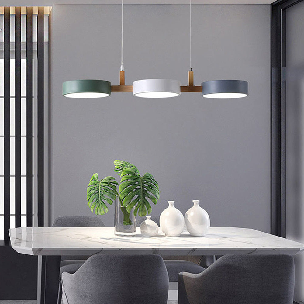 Metal Multi Light Nordic Flush Ceiling Light | Durable Iron & Wood Design for Kitchen and Dining Room