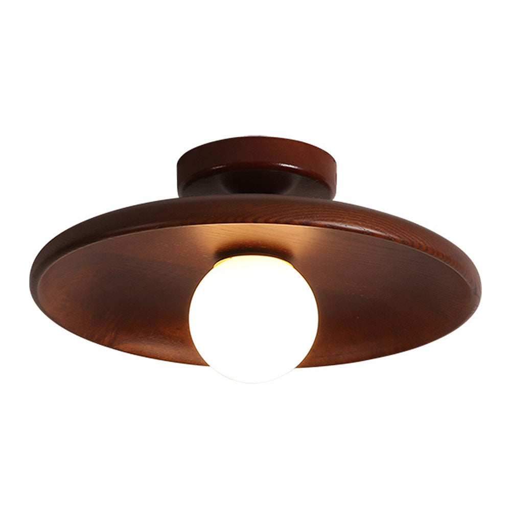 Nordic Wood Round Ceiling Light Fixture - Minimalist Design for Hallway & Living Room Lighting