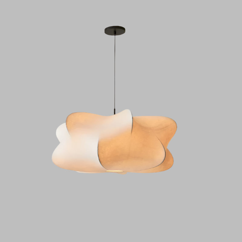 Natural Linen and Silk Wabi-Sabi Pendant Light – Statement Ceiling Lamp for Minimalist Homes