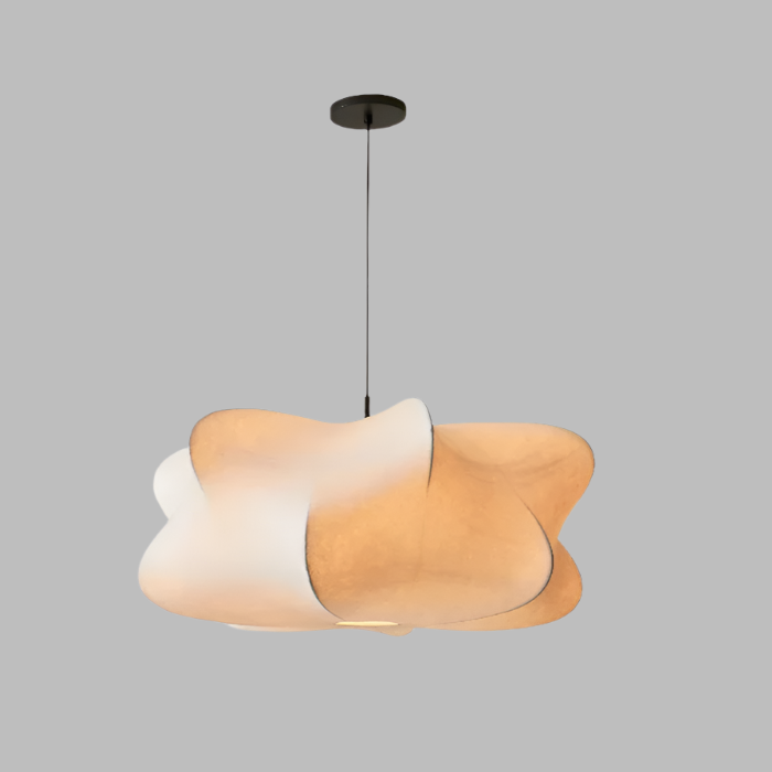 Japanese Silk Pendant Light in Wabi Sabi Style for Home Decor & Ambient Lighting