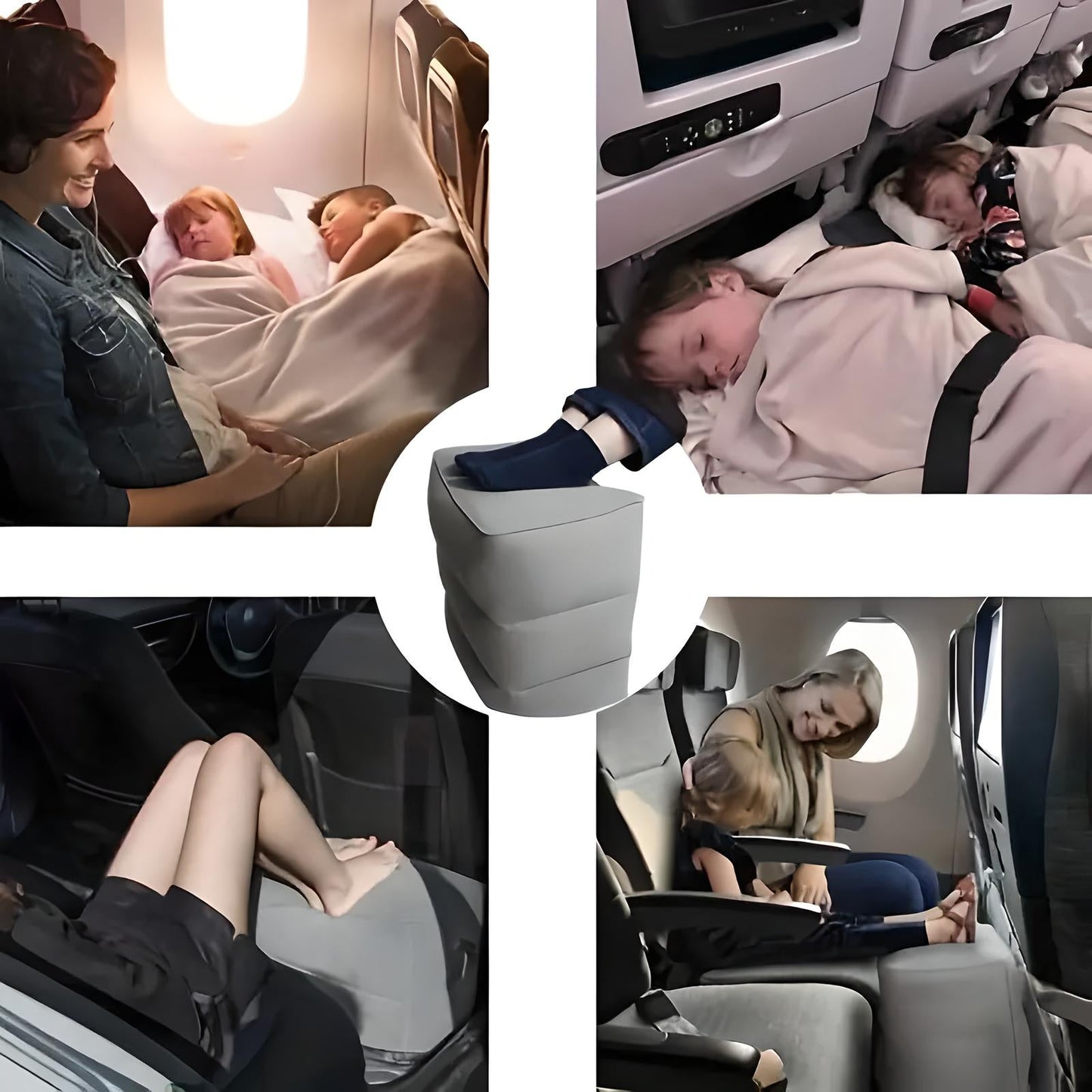 Inflatable Travel Footrest | Ergonomic, Adjustable Height & Compact for Planes, Trains, Buses & Office Use