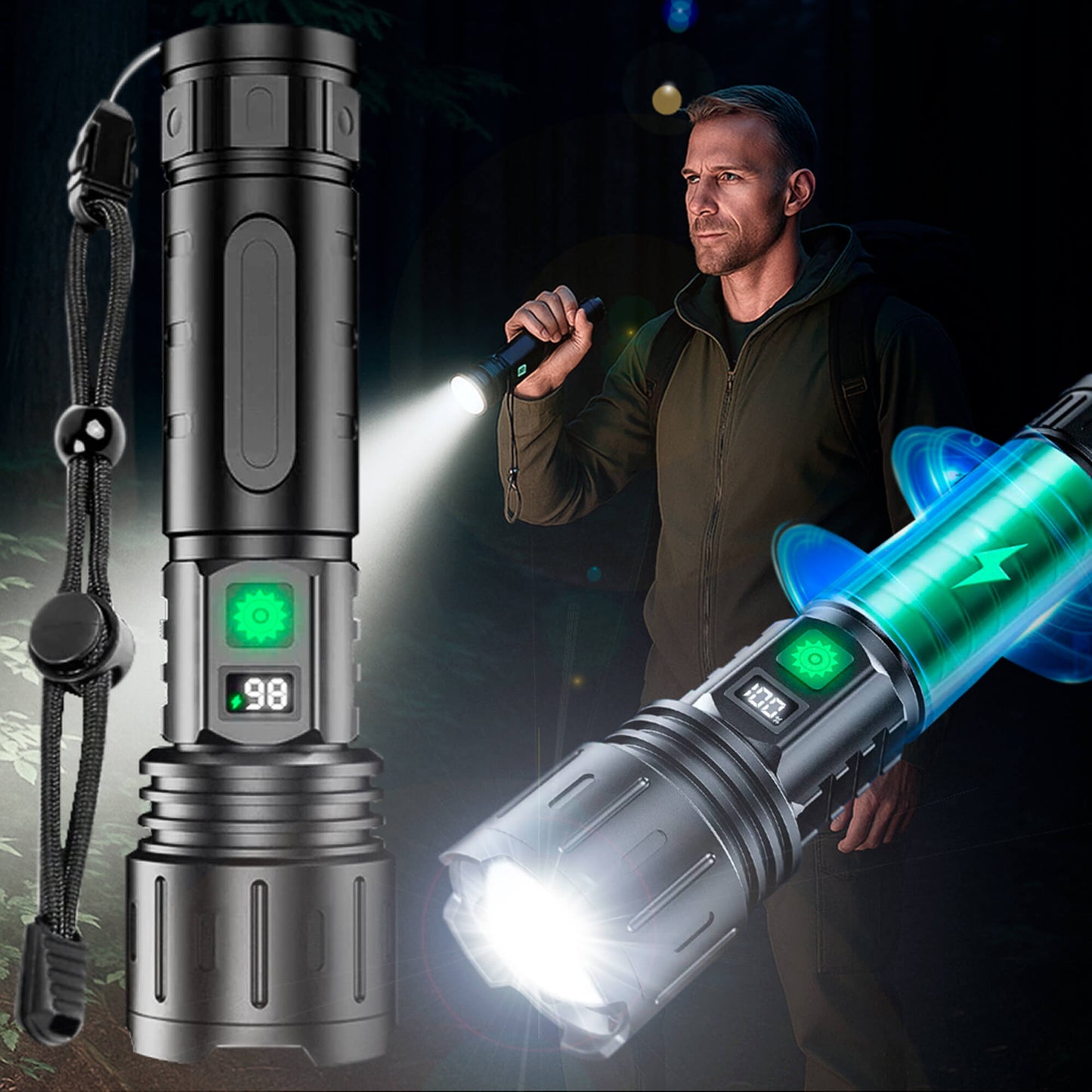 100000 Lumen Tactical Flashlight | World's Brightest High-Powered Torch