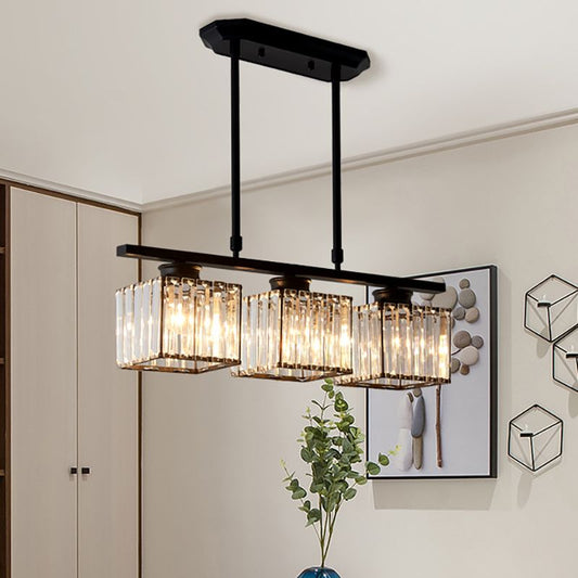Modern Art Deco Glass Kitchen Island Lamps | Adjustable Height. 3-4 Lights & Ideal for Dining Room and Kitchen Lighting
