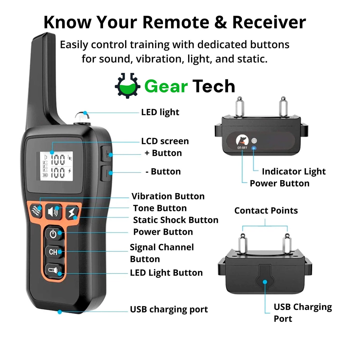 1000m Waterproof Dog Training Collar | Rechargeable, Remote Control & Adjustable for Small, Medium, and Large Dogs
