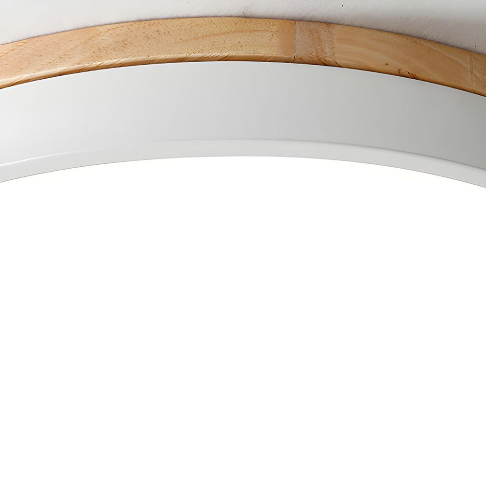 Wooden Round Shape Flush Ceiling Light | LED. Solid Wood & Iron for Living Room. Dining Room & Hallway