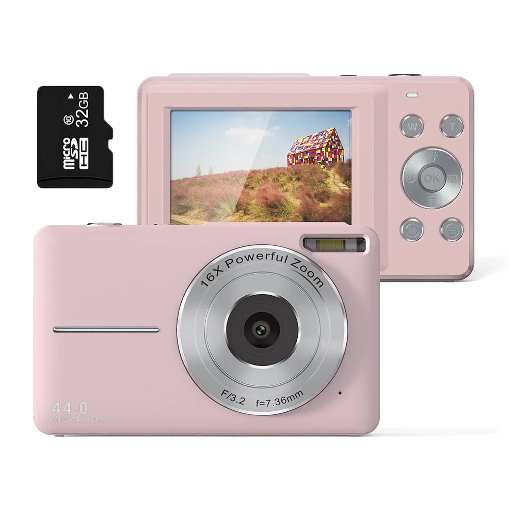 Portable Digital Camera 1080P 44MP with 16X Zoom β Compact Vlogging Camera with LCD Screen, Rechargeable, Perfect for Teens and Students
