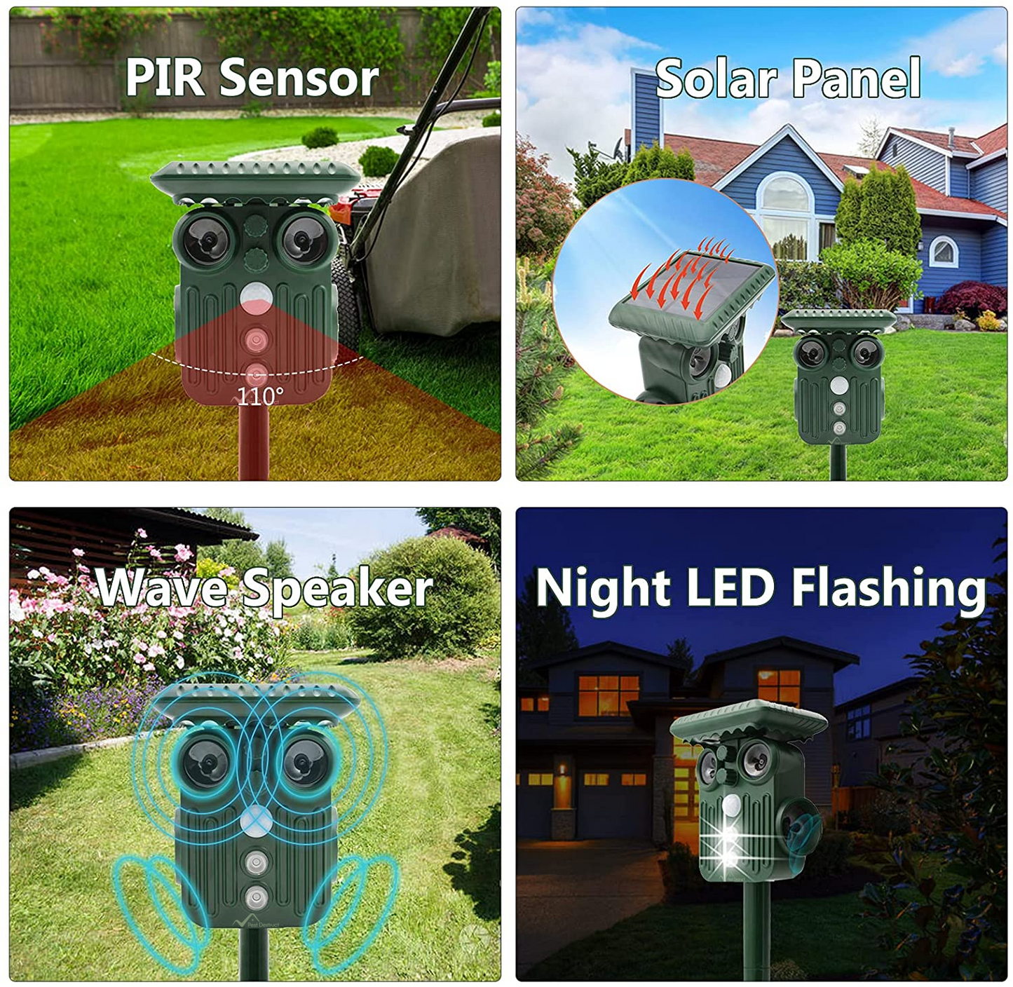 Ultrasonic Solar Deer Repeller | 5 Adjustable Modes. Waterproof & Eco-Friendly for Home Gardens and Yards