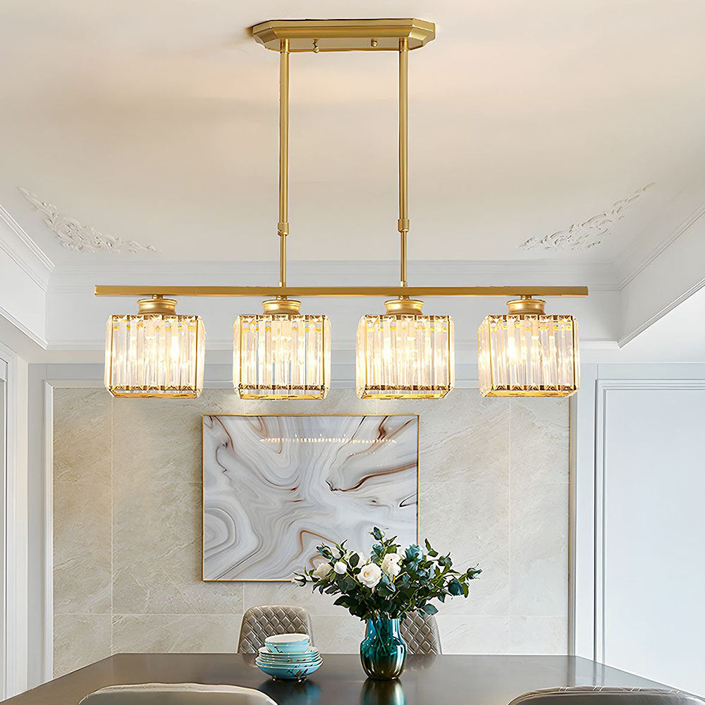 Modern Art Deco Glass Kitchen Island Lamps | Adjustable Height. 3-4 Lights & Ideal for Dining Room and Kitchen Lighting