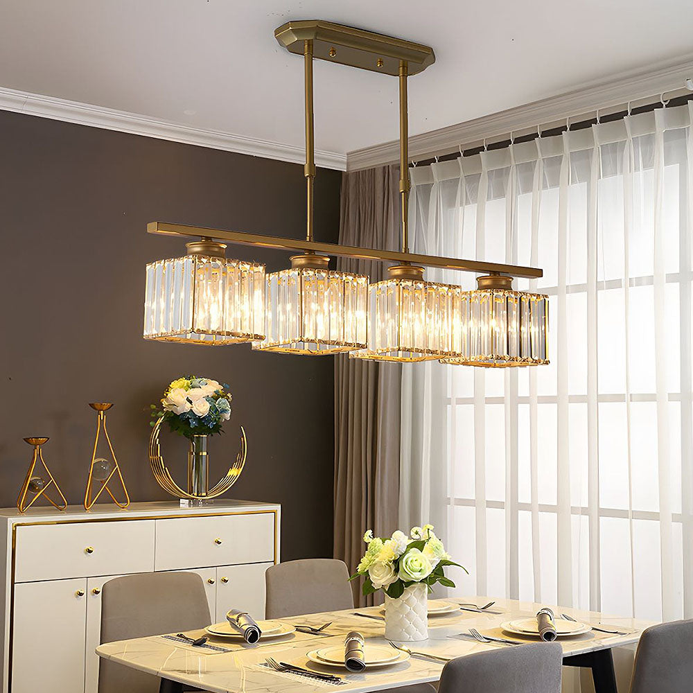 Modern Art Deco Glass Kitchen Island Lamps | Adjustable Height. 3-4 Lights & Ideal for Dining Room and Kitchen Lighting