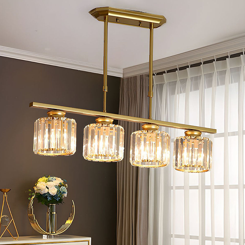 Modern Art Deco Glass Kitchen Island Lamps | Adjustable Height. 3-4 Lights & Ideal for Dining Room and Kitchen Lighting