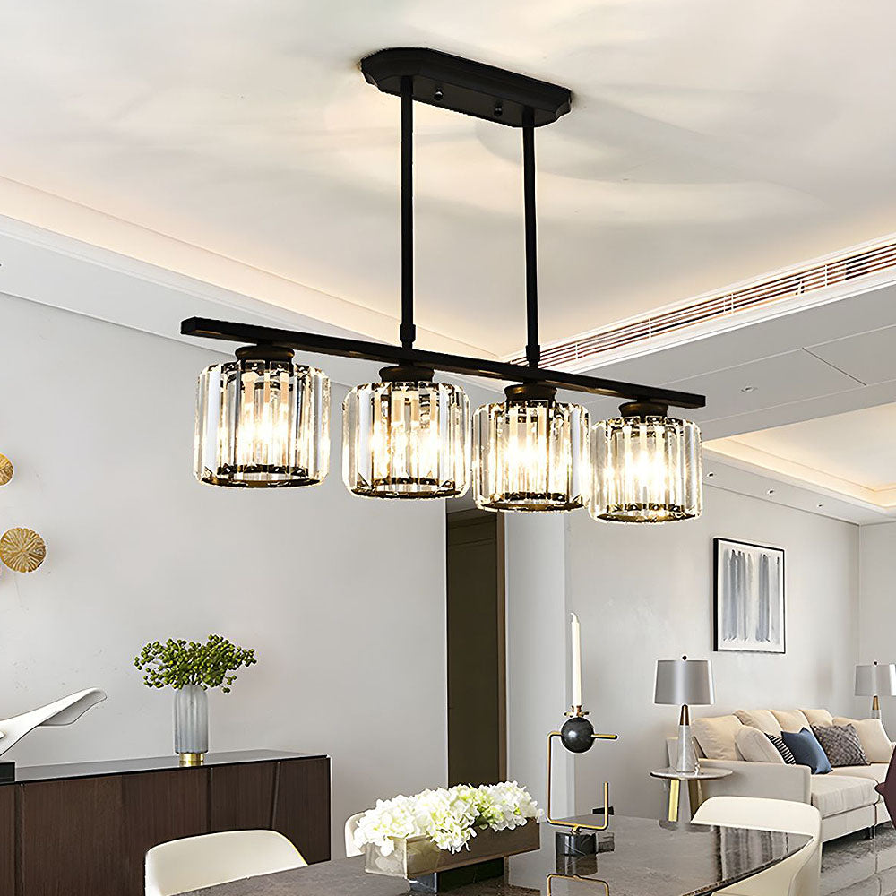 Modern Art Deco Glass Kitchen Island Lamps | Adjustable Height. 3-4 Lights & Ideal for Dining Room and Kitchen Lighting