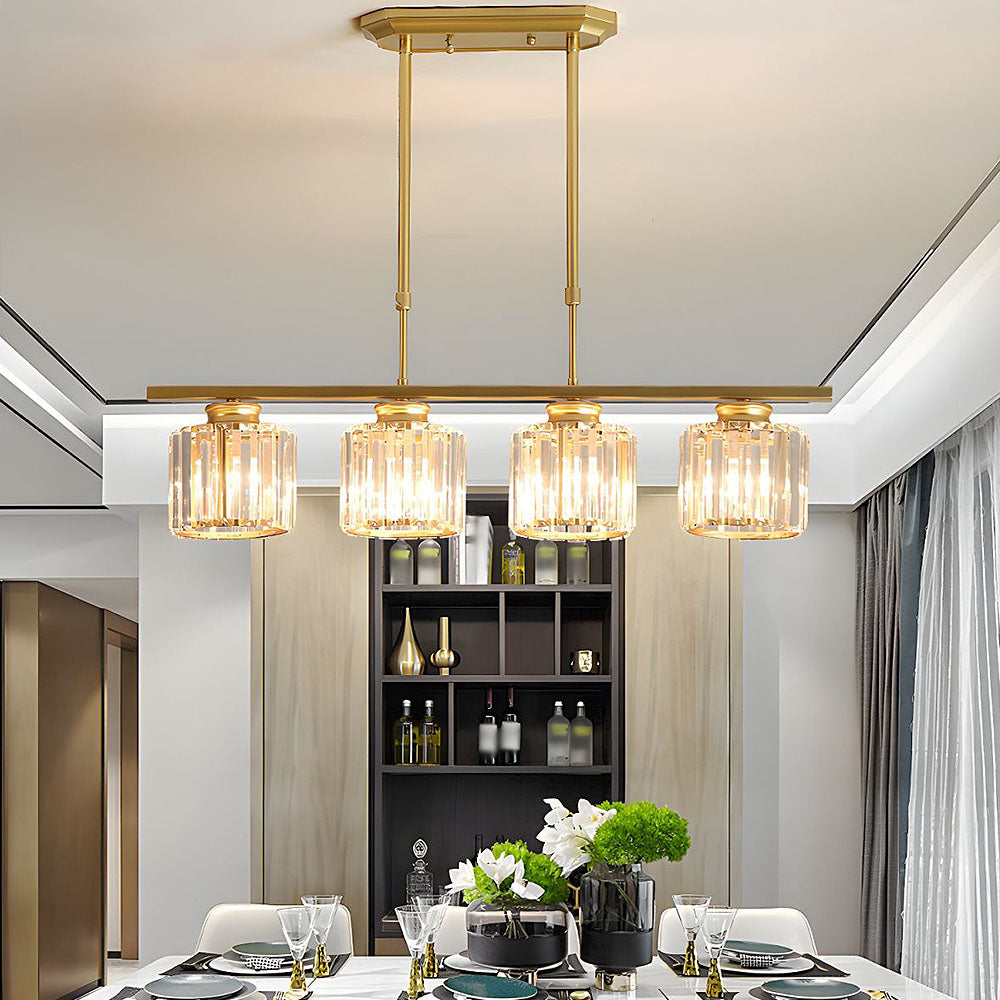 Modern Art Deco Glass Kitchen Island Lamps | Adjustable Height. 3-4 Lights & Ideal for Dining Room and Kitchen Lighting