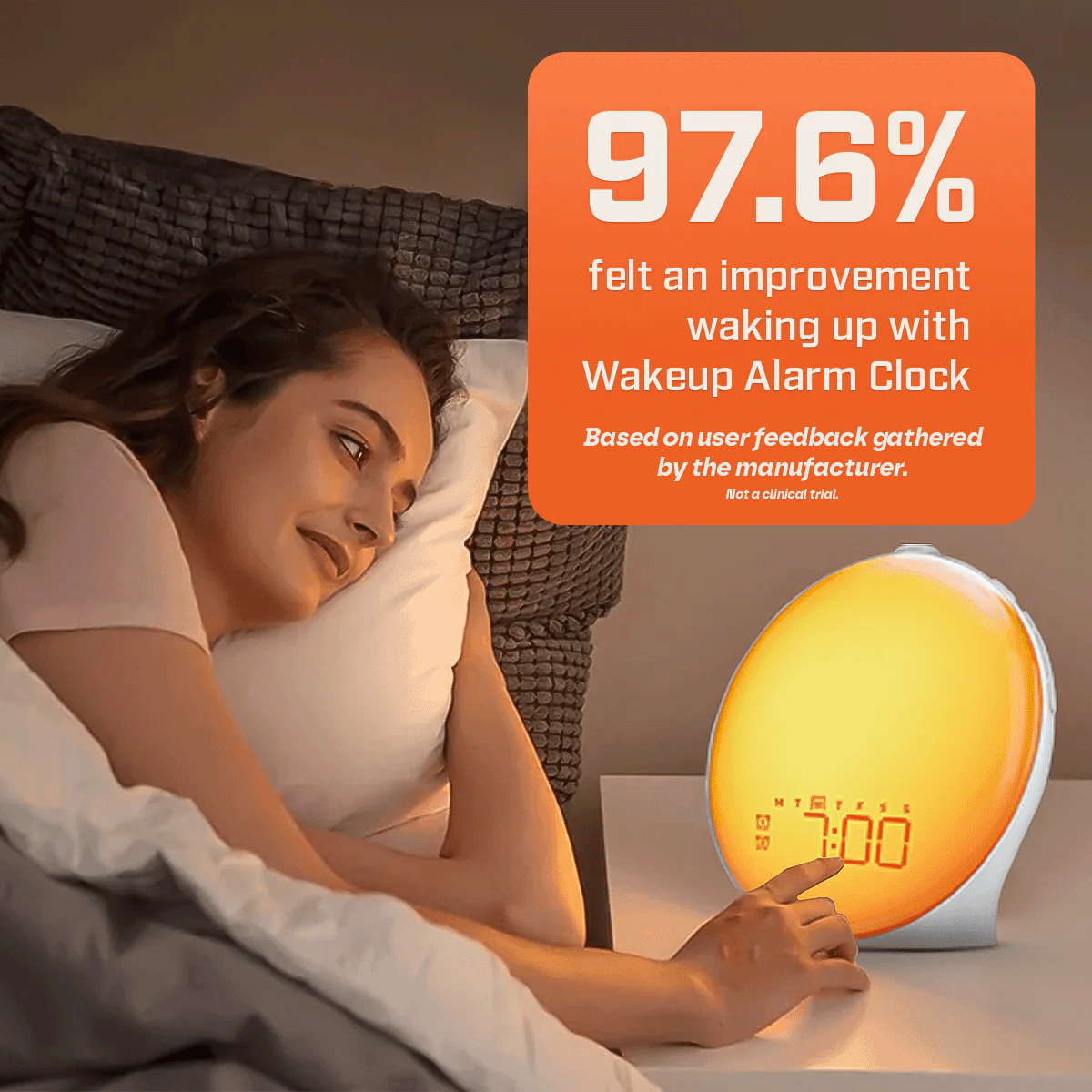 Wake-Up Sun Lamp Alarm Clock | Gradual Sunrise Glow & Customizable Sounds for Gentle Mornings