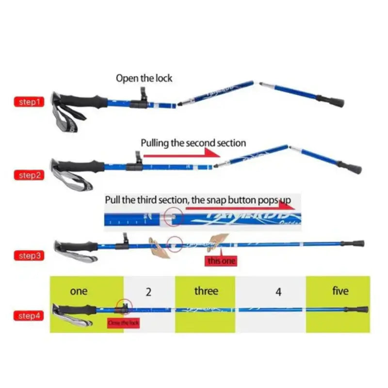 Adjustable Foldable Trekking Pole for Hiking, Backpacking & Outdoor Adventures - Lightweight Aluminum Design
