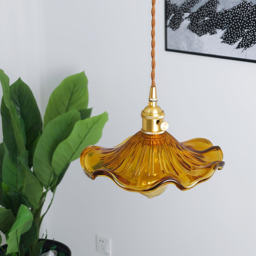 Stylish Hibiscus Flower Lamp – Elegant Glass Pendant Light for Modern Interiors