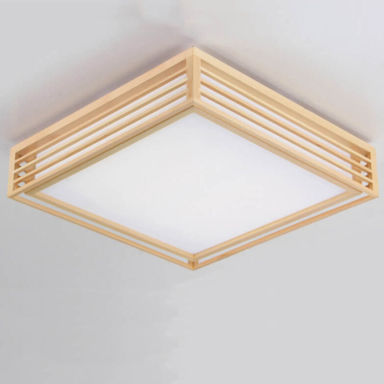 LED Flush Mount Ceiling Light | Modern Wood & Acrylic Design with Dimmable Color Temperatures for Low Ceilings & Various Rooms