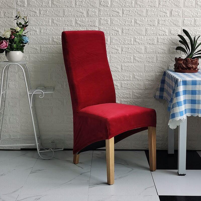 Stretch Velvet XL Size Dining Chair Covers x4 | Soft. Stretchable & Non-Slip for Home Dining Room Decoration