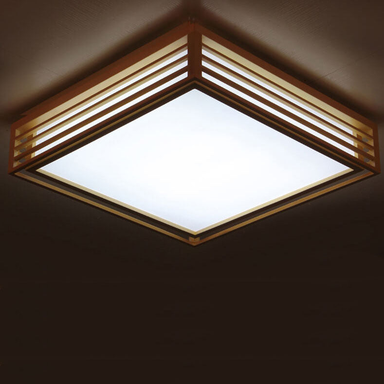 LED Flush Mount Ceiling Light | Modern Wood & Acrylic Design with Dimmable Color Temperatures for Low Ceilings & Various Rooms