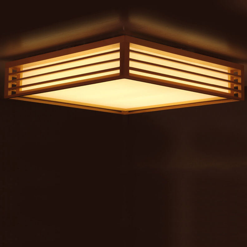 LED Flush Mount Ceiling Light | Modern Wood & Acrylic Design with Dimmable Color Temperatures for Low Ceilings & Various Rooms