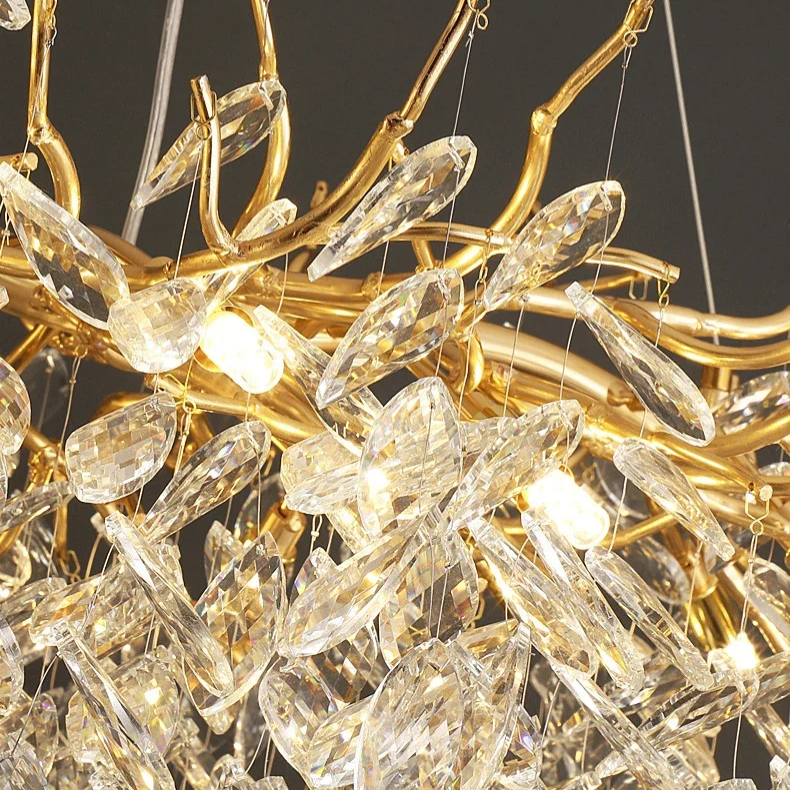 French Style Crystal Chandelier with Branch Design for Living Room & Dining Room Lighting