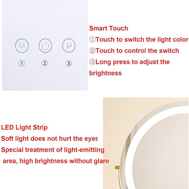 Dimmable LED Makeup Mirror | 360° Rotation. Touch Control & 3 Light Modes for Perfect Makeup Application