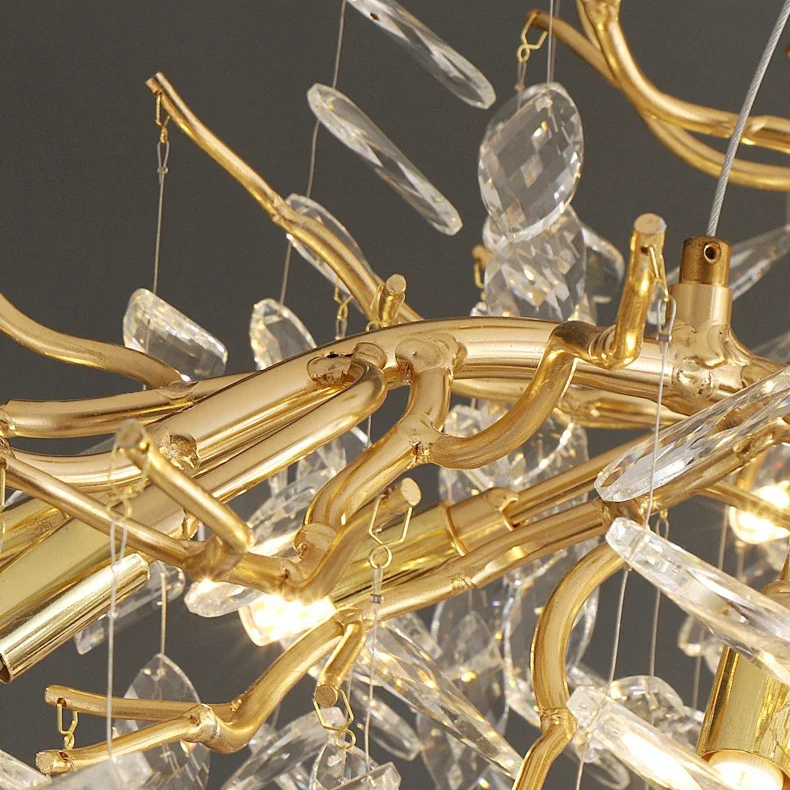 French Style Crystal Chandelier with Branch Design for Living Room & Dining Room Lighting