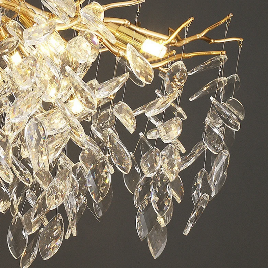 French Style Crystal Chandelier with Branch Design for Living Room & Dining Room Lighting