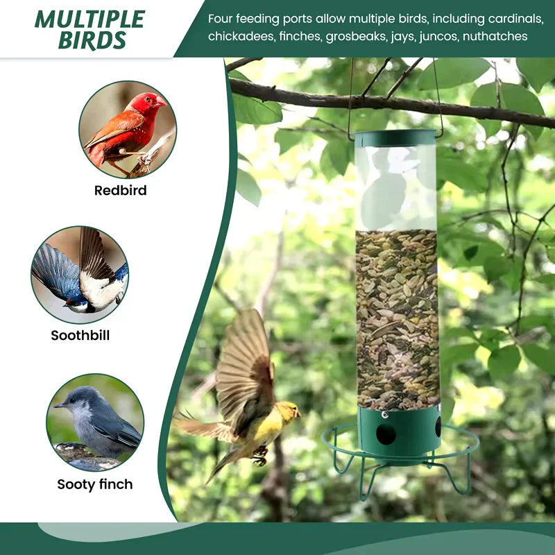 Squirrel Proof Bird Feeder | Heavy-Duty Metal, Multi-Feeding Ports & Ideal for Backyard Birdwatching
