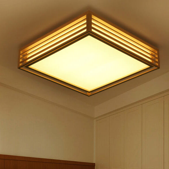 LED Flush Mount Ceiling Light | Modern Wood & Acrylic Design with Dimmable Color Temperatures for Low Ceilings & Various Rooms