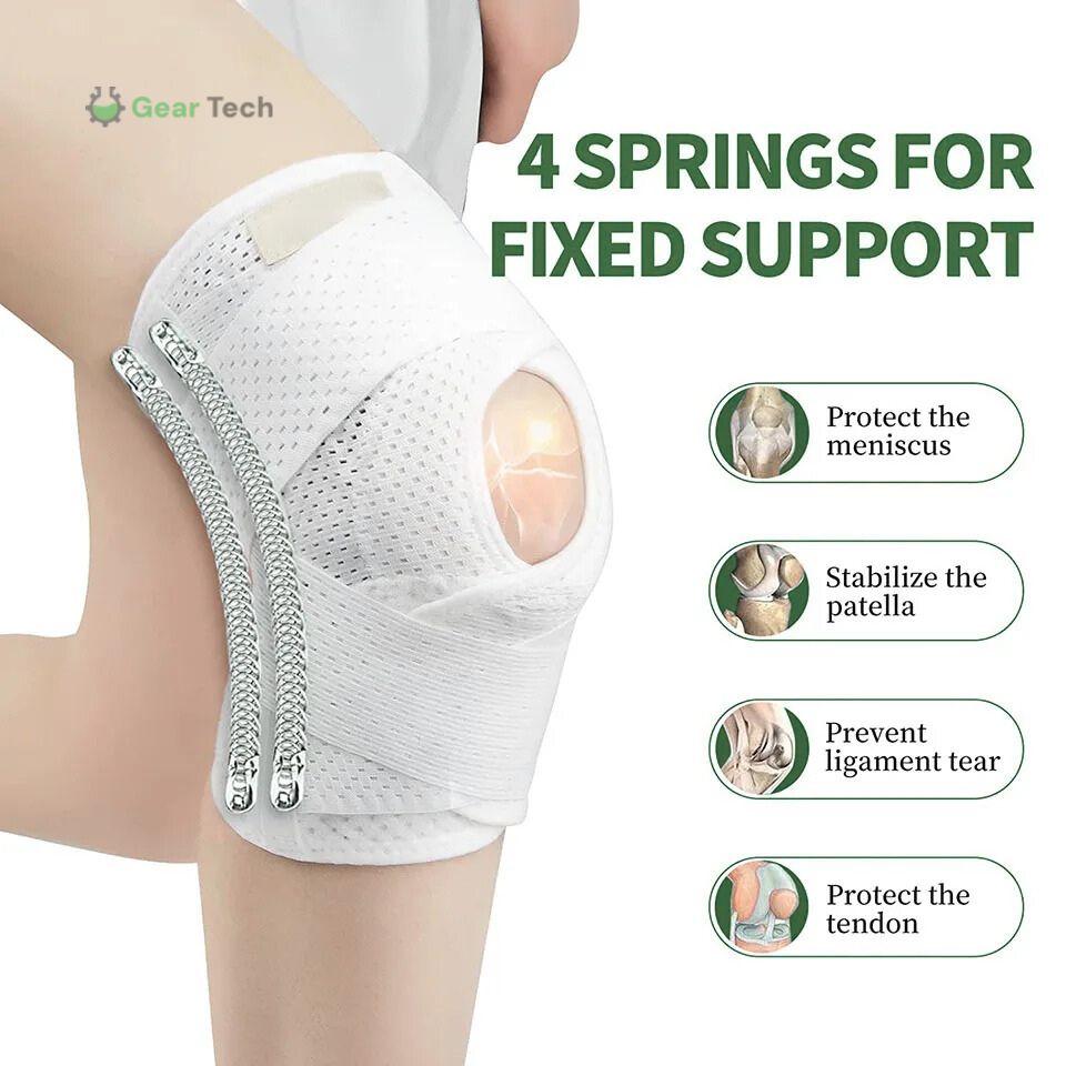 Knee Pads for Pain Relief | Support Compression Springs & Adjustable Tension Strap for Stability and Joint Protection