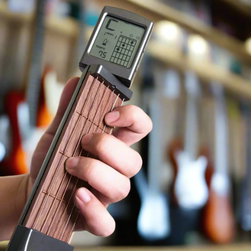 Pocket Guitar Trainer | Real Steel Strings, Adjustable Tension & 400+ Chords for Beginners and On-the-Go Practice