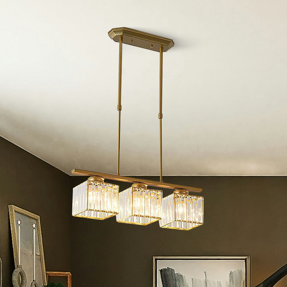 Modern Art Deco Glass Kitchen Island Lamps | Adjustable Height. 3-4 Lights & Ideal for Dining Room and Kitchen Lighting