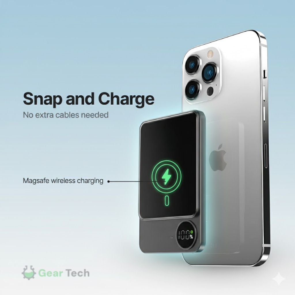 Sleek Magnetic Fast Charging Power Bank – Wireless, High-Capacity Backup Battery for All Devices