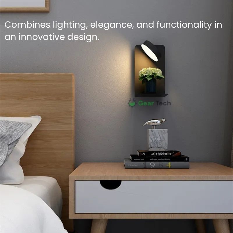LED Wall Light with Shelf | Soft Glow, Modern Design & Ideal for Creating a Festive Atmosphere in Your Bedroom