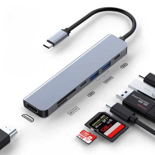 USB-C To USB Adapter Hub & Multiport Adapter - MacBook Pro & Air Compatible - HDMI, USB, SD Card Reader & More