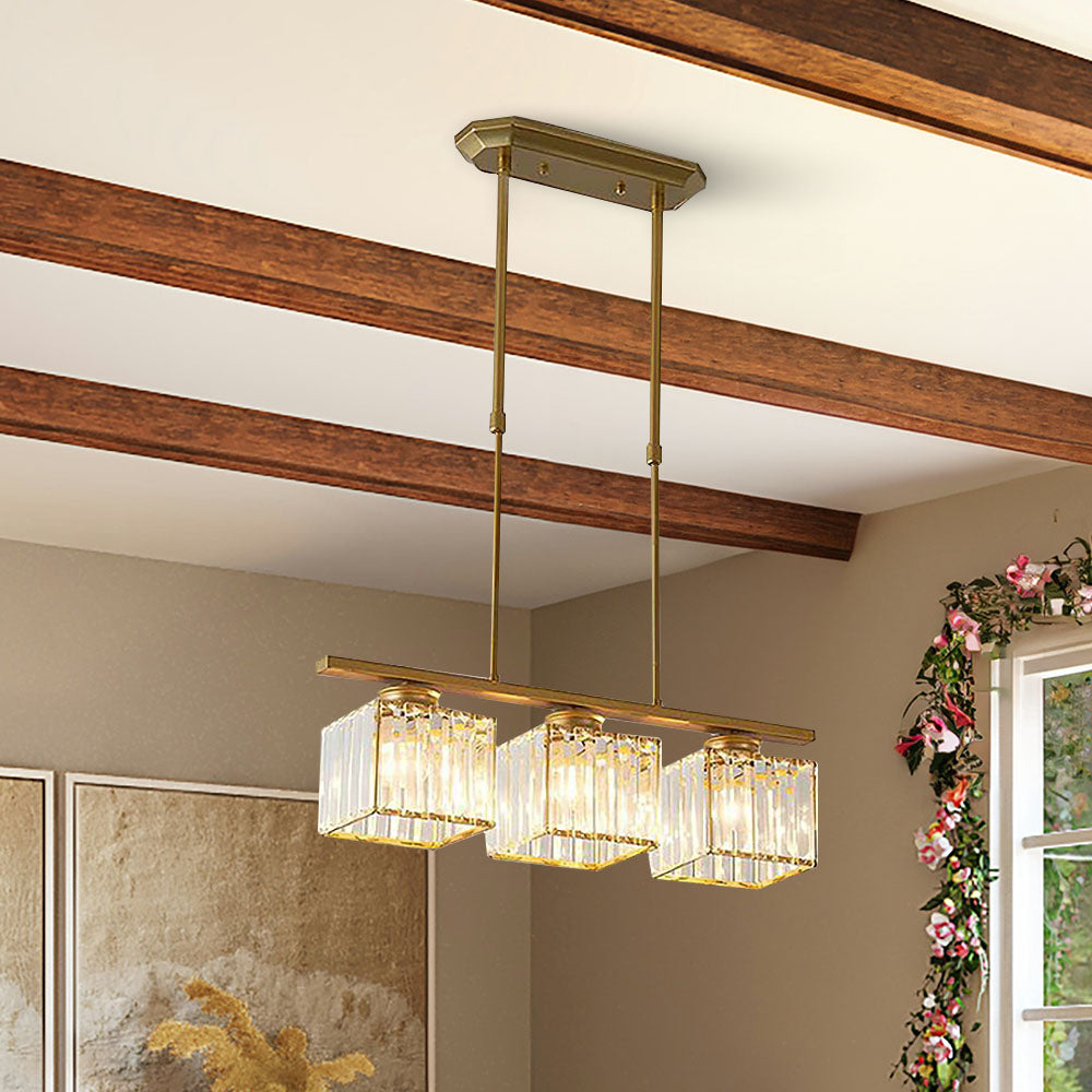 Modern Art Deco Glass Kitchen Island Lamps | Adjustable Height. 3-4 Lights & Ideal for Dining Room and Kitchen Lighting