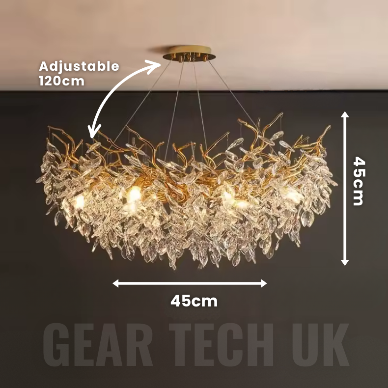 French Style Crystal Chandelier with Branch Design for Living Room & Dining Room Lighting
