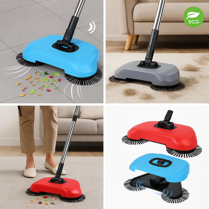 2-in-1 Vacuum Broom | Cordless, Eco-Friendly & Suitable for Tiles, Wood, and Carpets