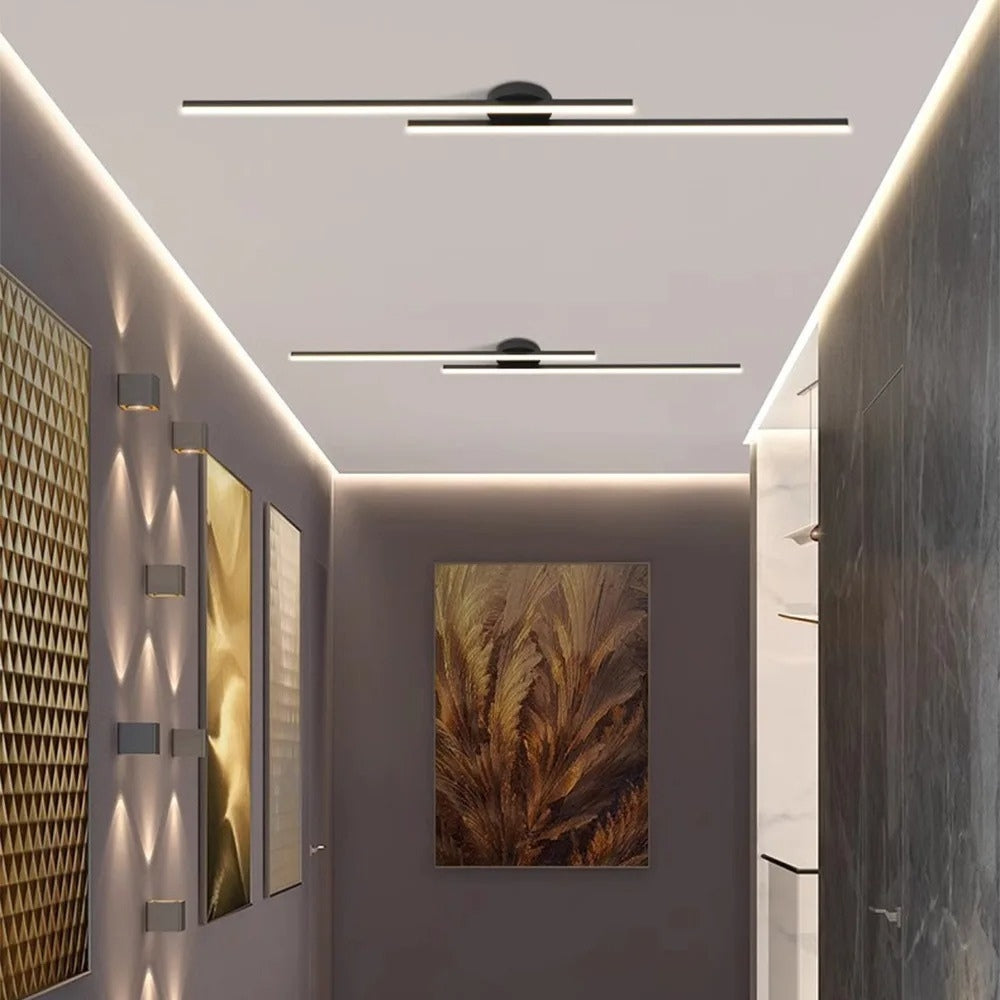 Minimalist Modern Hallway Lights β Long Strip Linear Ceiling Lamp, Close-to-Ceiling Chandelier, Remote Dimmable for Home Interiors