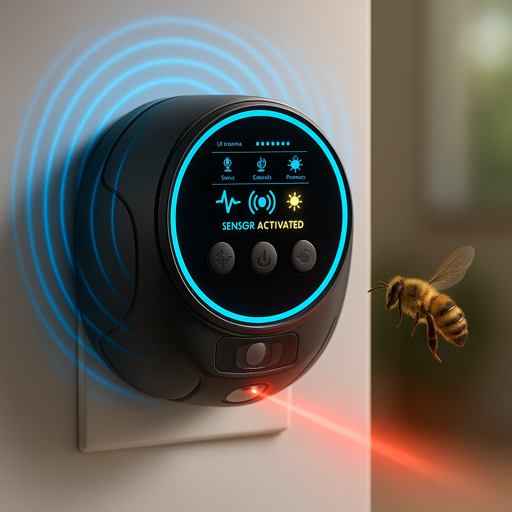Ultrasonic Bee & Wasp Repellent Device | Chemical-Free. 360° Coverage for Home & Outdoor Pest Control
