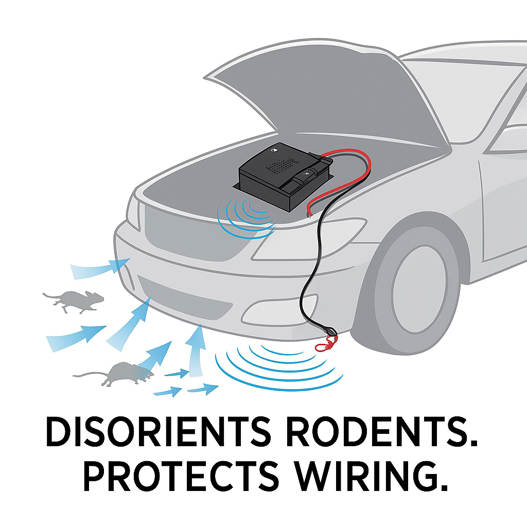 Ultrasonic Car Mice Repeller | Portable. Self-Powered & Effective for Vehicle Protection Against Rodents