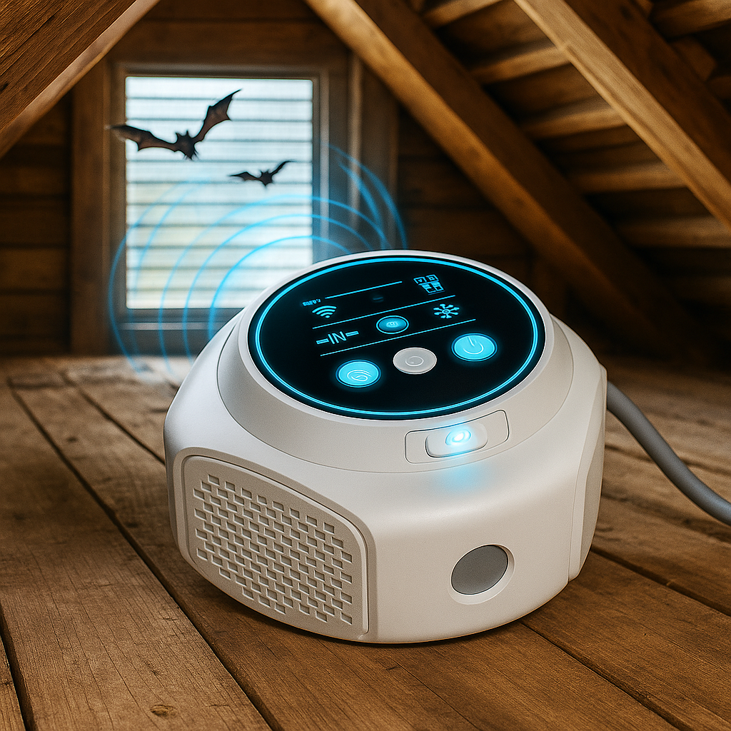 Ultrasonic Bat Repeller | 360° Coverage. Safe & Silent Device for Attics. Garages & Roofs