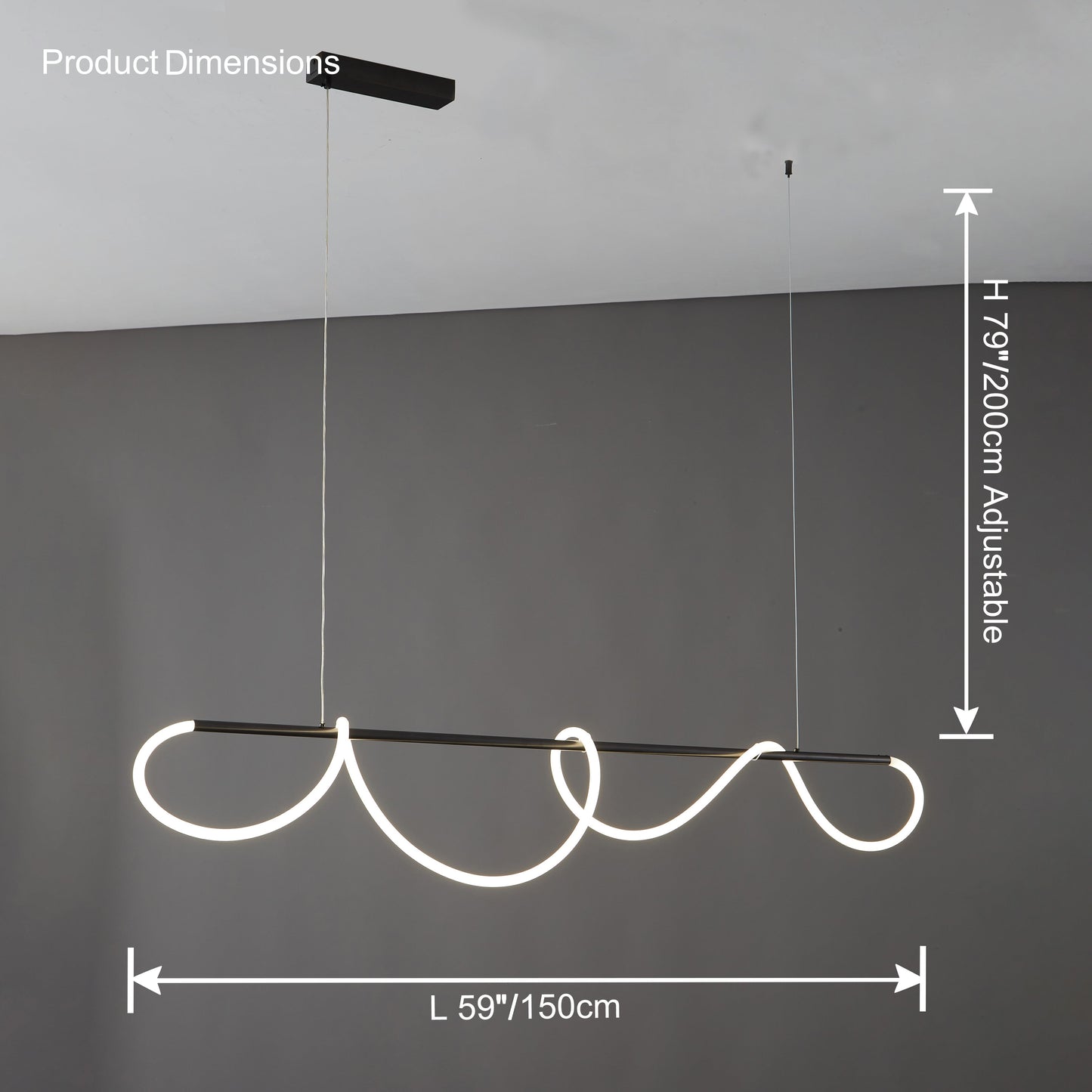 LED Linear Brass Chandelier | Dimmable. Damp Rated & Adjustable Height for Dining Room and Living Spaces
