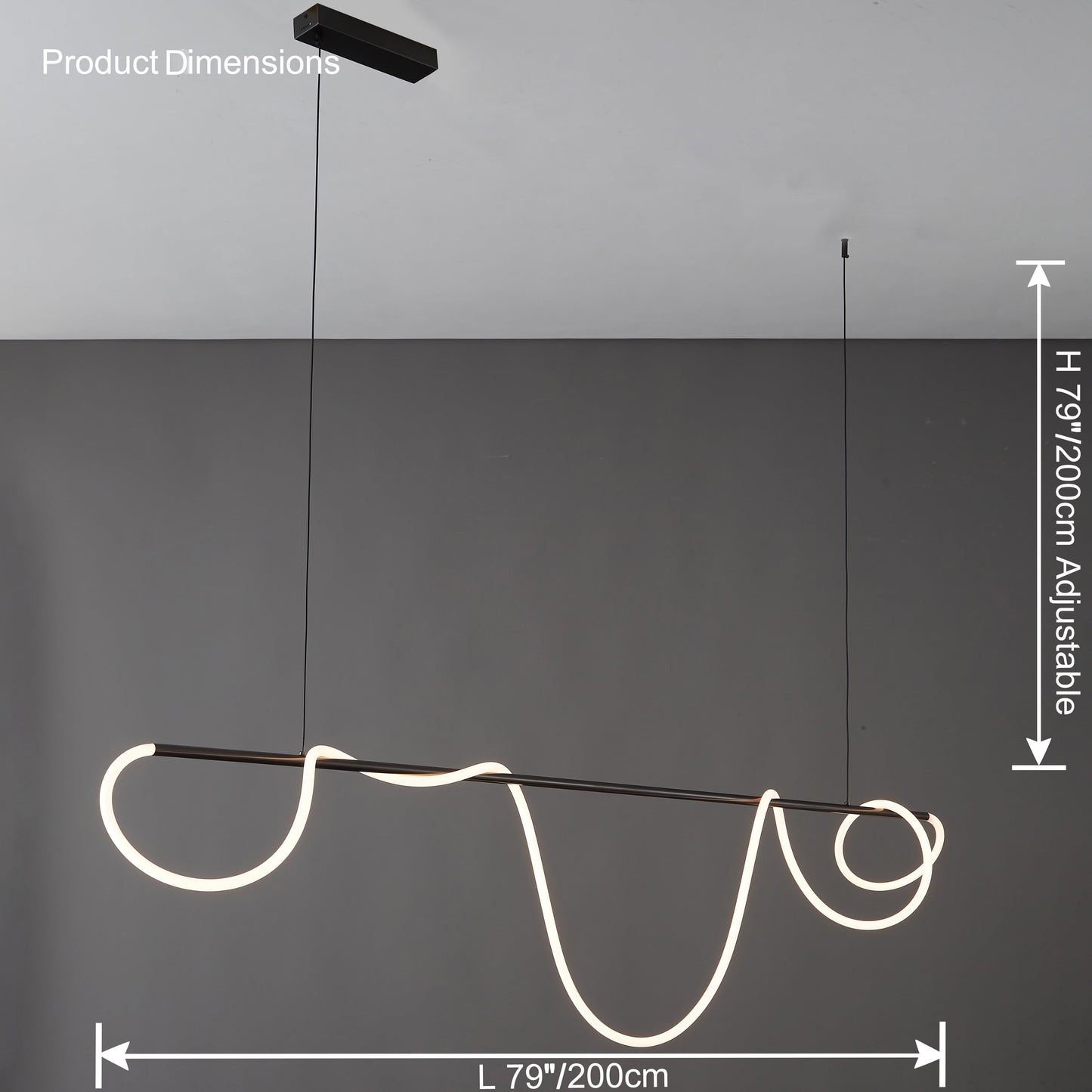 LED Linear Brass Chandelier | Dimmable. Damp Rated & Adjustable Height for Dining Room and Living Spaces