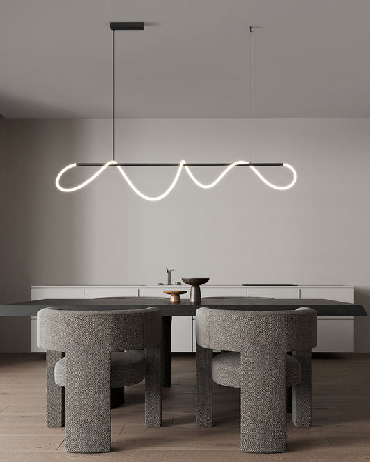 LED Linear Brass Chandelier | Dimmable. Damp Rated & Adjustable Height for Dining Room and Living Spaces