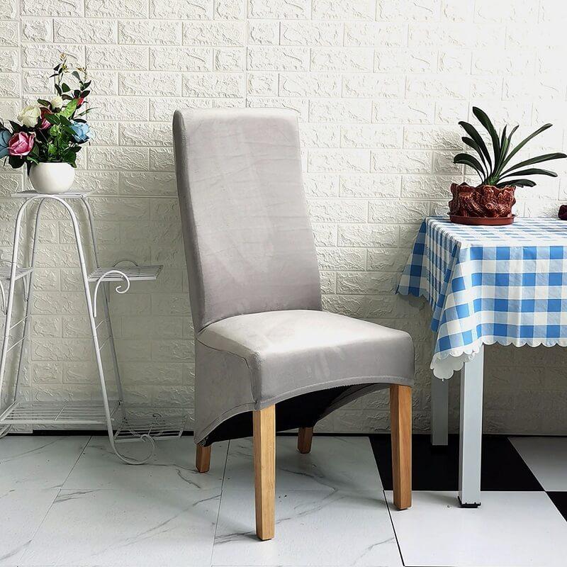Stretch Velvet XL Size Dining Chair Covers x4 | Soft. Stretchable & Non-Slip for Home Dining Room Decoration
