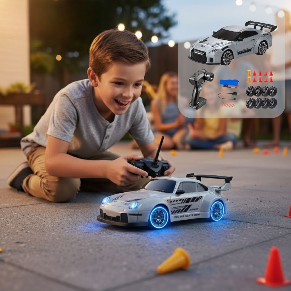 1:24 RC Drift Car | 4WD, LED Wheels & USB Rechargeable for Indoor and Outdoor Racing Fun