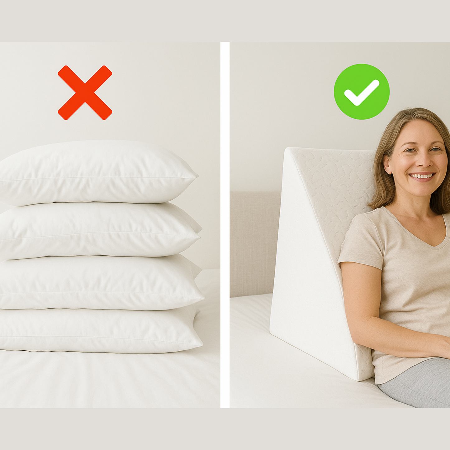 Large Triangle Wedge Pillow | Adjustable Foam for Acid Reflux, Back Pain & Post-Surgery Recovery